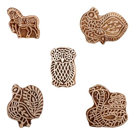 Set of 5 Piece New Mix Wooden Printing Block